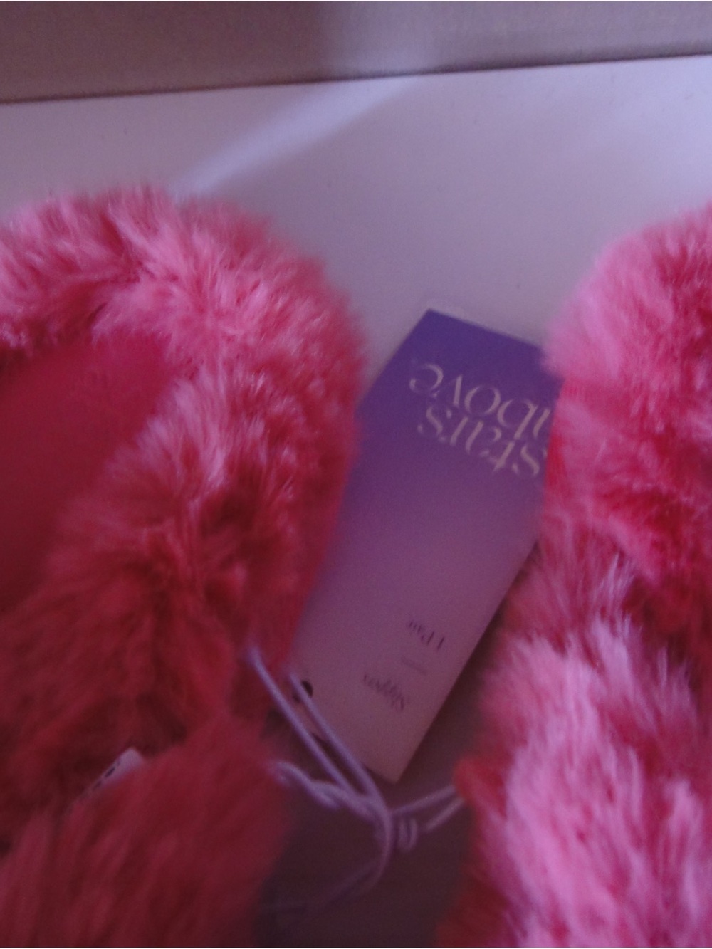 stars above Hot Pink Fuzzy Women's Slip-On Slippers - Picture 3 of 4
